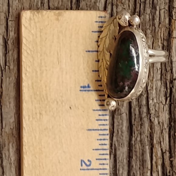 Old Natural Turquoise Ring Navajo Sterling Silver Handcrafted Sz 6.75 - Picture 10 of 15